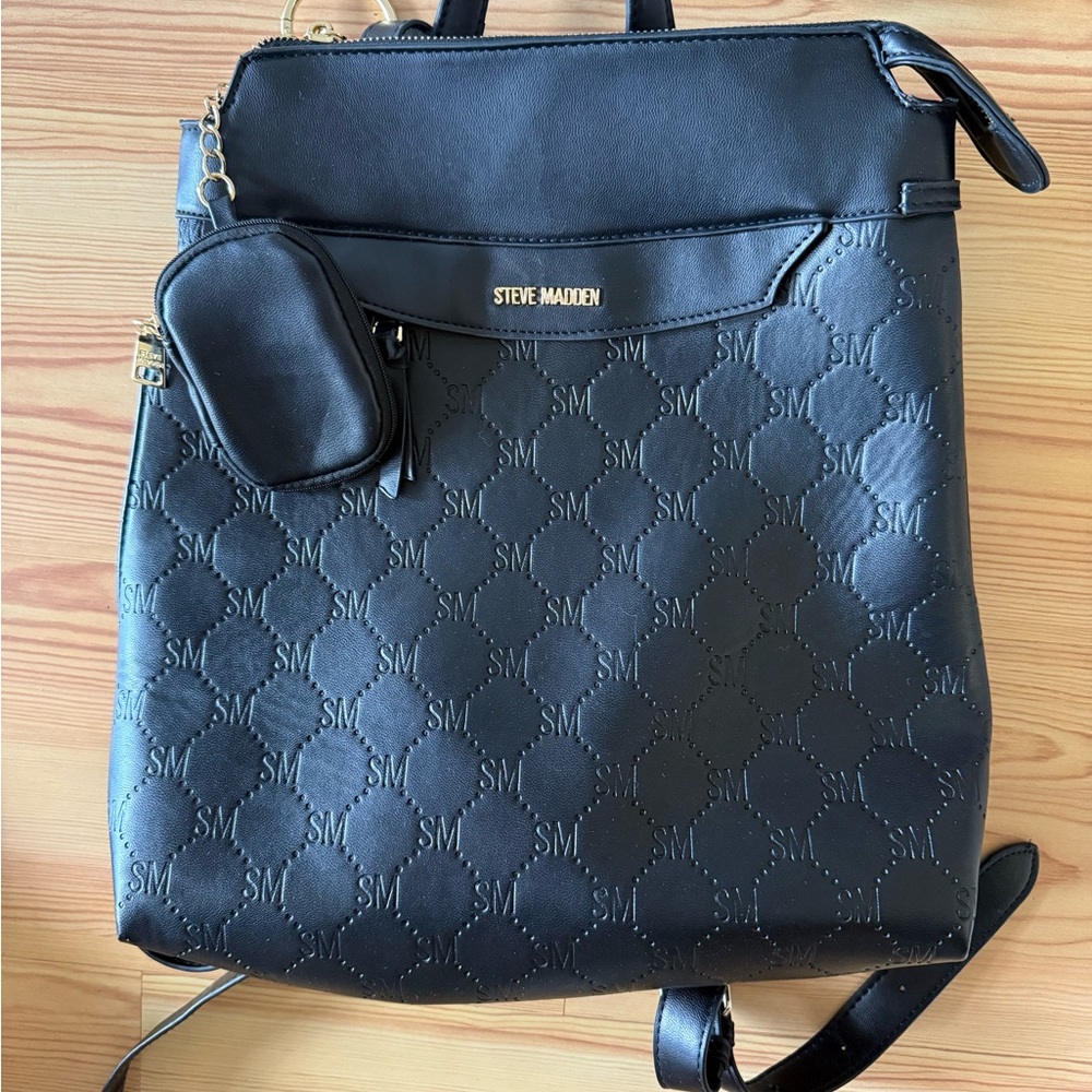 Steve Madden Embossed Black Backpack